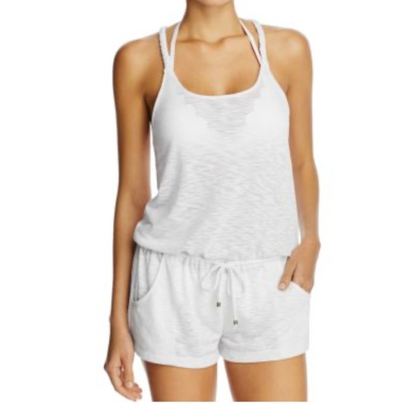 BECCA Pants - BECCA by Rebecca Virtue Breezy Basic White Romper Swim Cover-Up SZ M